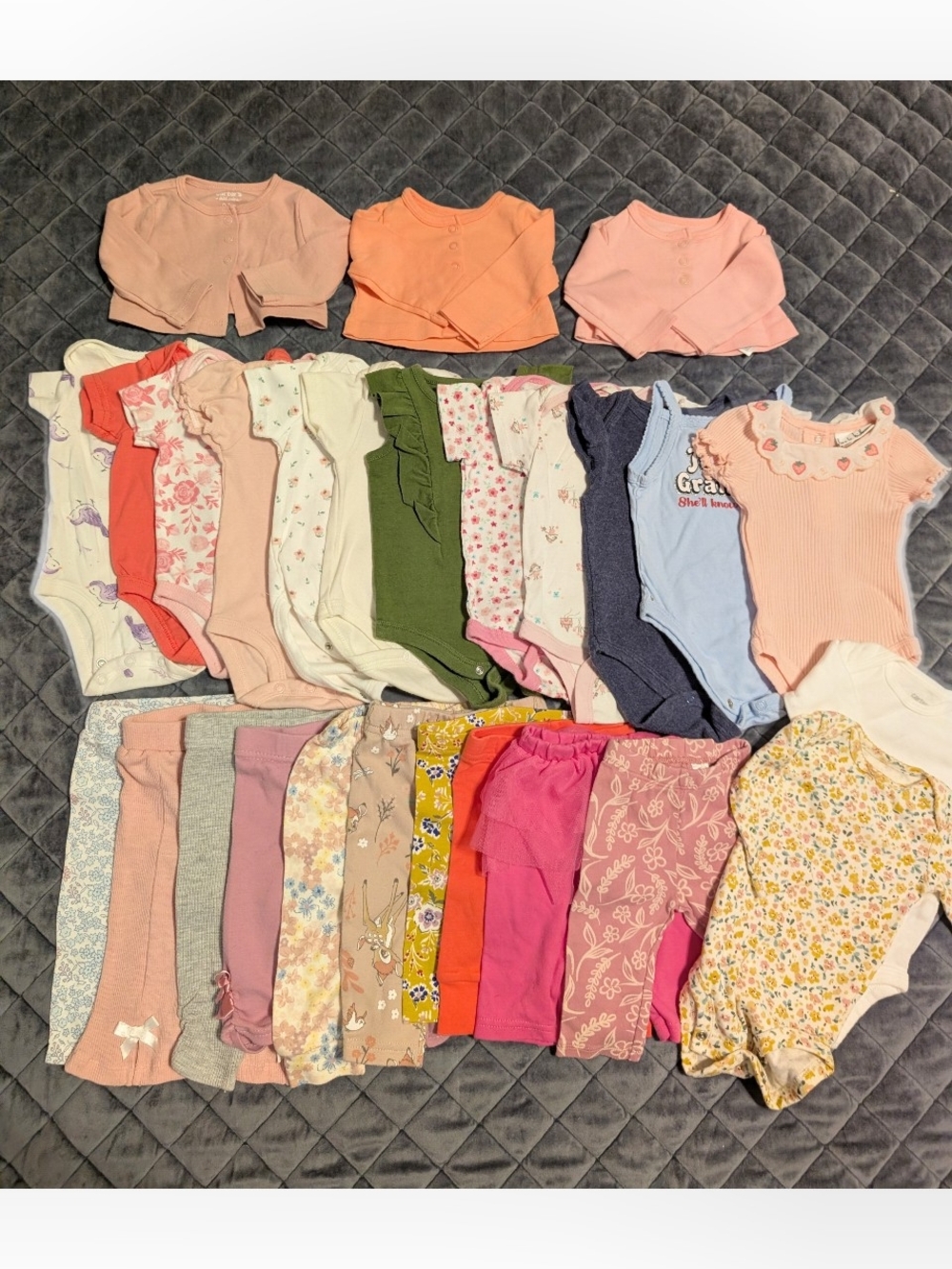 Assorted Pink and Neutral Baby Girls Bottoms and Onesies